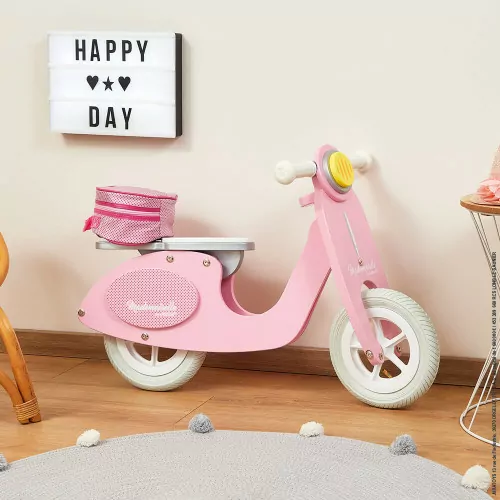 Janod mademoiselle bicicletta scooter rosa legno 1 - Janod – Mademoiselle Bicicletta Scooter Rosa