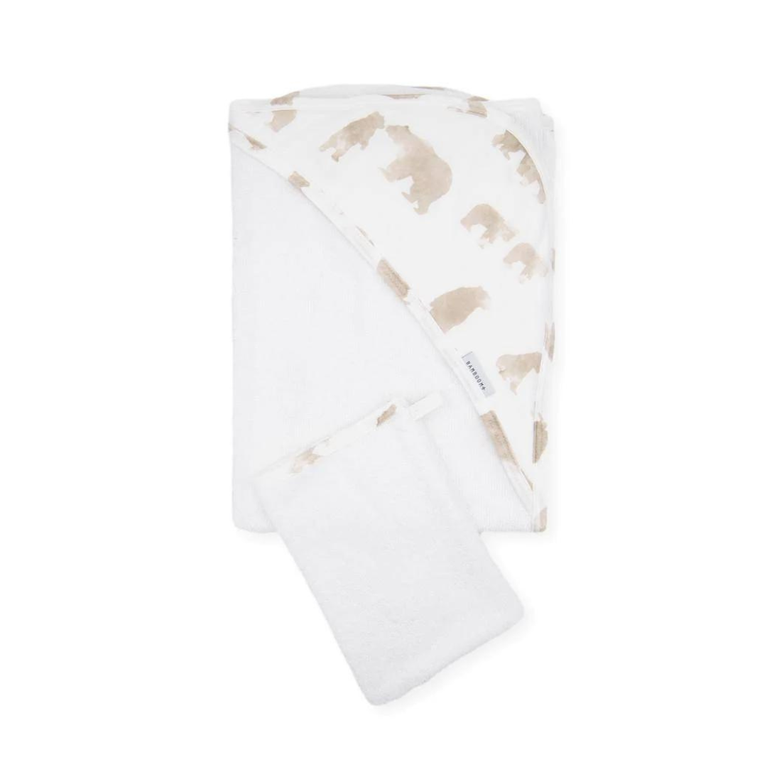 Bamboom asciugamano nenato orso sulla pagina Bamboom - Asciugamano neonato + guanto 75x75